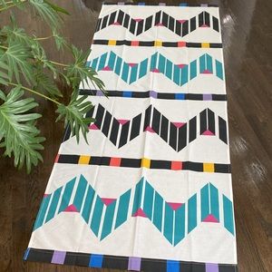 Vintage Dan River Aztec No Iron Percale 3 Curtain Panels. Made in USA.